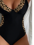 Vacation Animal Printing V Neck One-Piece Swimsuit