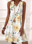 Vacation Floral V Neck Knitted Dress