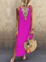 JFN V Neck Floral Tribal Casual Mexican Dress