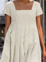 Loose Cotton And Linen Casual Plain Dress