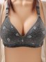 Sexy Feather Print Push Up Adjustable Bra