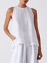 Cotton And Linen Linen Plain Two-Piece Set