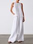 Cotton And Linen Linen Plain Two-Piece Set