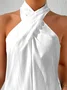 Women's Sleeveless Tank Top Camisole Summer Plain Cross Halter Daily Casual Top
