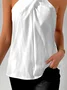 Women's Sleeveless Tank Top Camisole Summer Plain Cross Halter Daily Casual Top