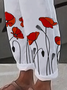 Women's Floral Pattern Long Elastic Waist Pant Linen All Season Trousers