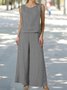 Loose Linen Plain Cotton And Linen Two-Piece Set