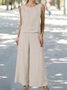 Loose Linen Plain Cotton And Linen Two-Piece Set
