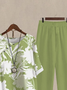Casual Leaf Asymmetrical Collar Two-Piece Set