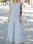 Loose Linen Plain Cotton And Linen Two-Piece Set