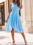 Plain Chiffon V Neck Casual Summer Dress