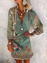 Floral Boho V Neck Loose Dress
