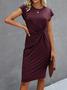 Crew Neck Twist Solid Fitted Dress