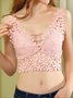Water Soluble Flower Lace Back Wrap No Steel Rim Tank Bra