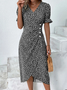 Ditsy Floral Ditsy Flounce Sleeve Wrap Hem Dress