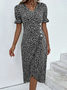 Ditsy Floral Ditsy Flounce Sleeve Wrap Hem Dress