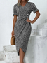 Ditsy Floral Ditsy Flounce Sleeve Wrap Hem Dress
