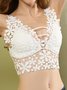 Water Soluble Flower Lace Back Wrap No Steel Rim Tank Bra