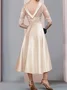 Mother of the groom/bride Boat Neck Satin Lace Elegant Dress