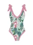 V Neck Vacation Tropical Printing One Piece With Cover Up