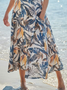 Crew Neck Floral Cotton And Linen Linen Summer Dress