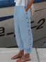 Women's Elastic Waist T-Line Turnip Pants Daily Going Out Pants Linen Buttoned Cotton Plain Spring/Fall Pants