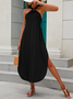 Casual Halter Loose Plain Crisscross Sleeveless Midi Dress