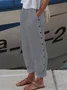Women's Elastic Waist T-Line Turnip Pants Daily Going Out Pants Linen Buttoned Cotton Plain Spring/Fall Pants