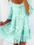 Spaghetti Loose Linen Lace Linen Dress