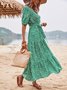 Casual Regular Fit Floral V Neck Dress With Belt