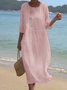 Floral Casual Cotton And Linen Dress