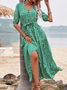 Casual Regular Fit Floral V Neck Dress With Belt