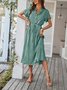 Loose Casual Stand Collar Polka Dots Dress