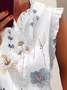 Lotus Leaf Collar Floral Casual Blouse