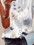 Lotus Leaf Collar Floral Casual Blouse