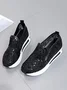 Breathable Floral Embroidery Slip-on Muffin Sneakers