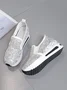 Breathable Floral Embroidery Slip-on Muffin Sneakers