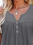 Plain Ruched Casual Notched Tank Top