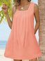 Square Neck Spaghetti Loose Plain Casual Basic Dress