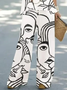 Abstract Crew Neck Loose Casual Two-Piece Set