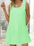 Square Neck Spaghetti Loose Plain Casual Basic Dress