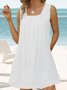 Square Neck Spaghetti Loose Plain Casual Basic Dress