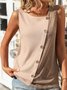 Women's Color Contrasting Stitching Buckle Casual Vest