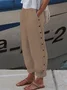 Women's Elastic Waist T-Line Turnip Pants Daily Going Out Pants Linen Buttoned Cotton Plain Spring/Fall Pants