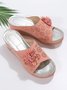 JFN 3D Floral Cutout Upper Vintage Bohemian Wedge Slippers