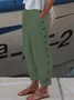 Women's Elastic Waist T-Line Turnip Pants Daily Going Out Pants Linen Buttoned Cotton Plain Spring/Fall Pants