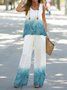 Floral Ombre Crew Neck Casual Two-Piece Set