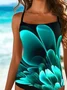 Casual Abstract Printing Scoop Neck Tankini