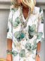 Women's Leaf Three Quarter Sleeve Summer Dress V Neck Daily Vacation Mini Tunic H-Line Dress