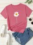 Crew Neck Floral Vacation Loose Floral & Letter Graphic T-Shirt